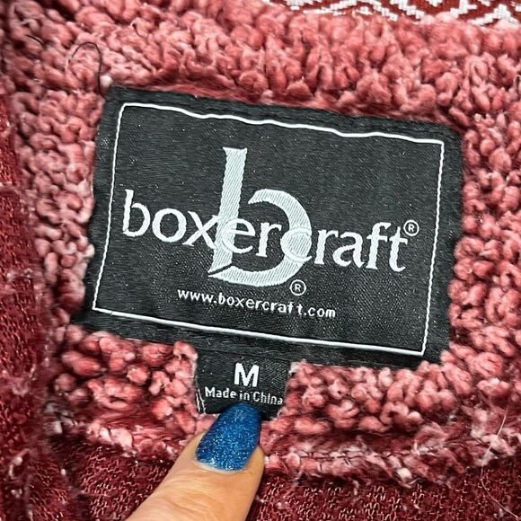 Boxercraft Jacket Sherpa Quarter Zip Fleece Pullover Long Sleeve High Neck Red M - Picture 2 of 4